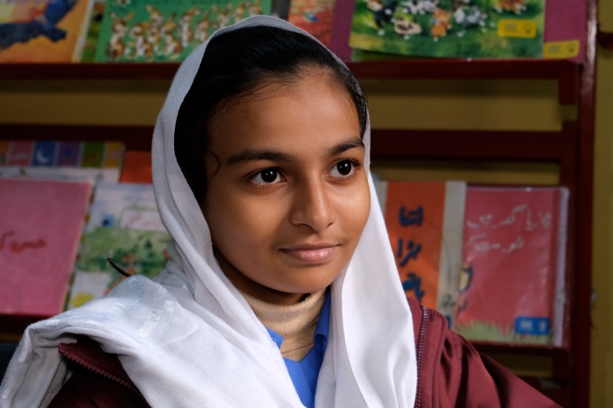 Mehreen Hashim, 12, attends the afternoon school program for girls at the Government Girl Primary School Nishtar Colony, Lahore, Pakistan.